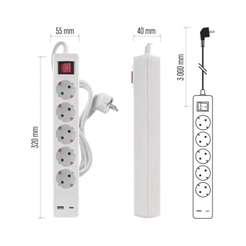 Мережевий подовжувач EMOS P1523CU