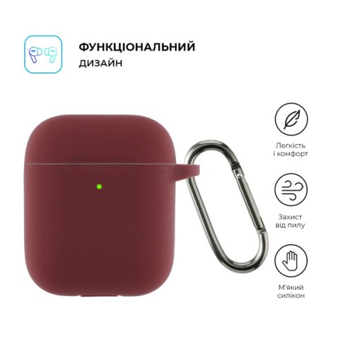 Чохол для навушників Armorstandart Ultrathin Silicone Case With Hook для Apple AirPods 2 Burgundy (ARM59680)