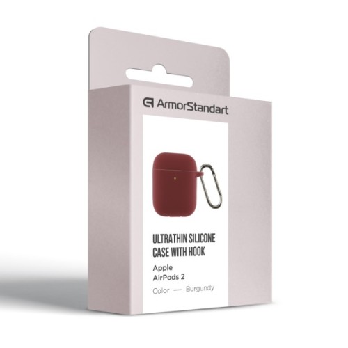 Чохол для навушників Armorstandart Ultrathin Silicone Case With Hook для Apple AirPods 2 Burgundy (ARM59680)