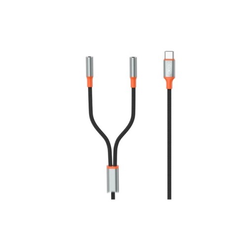 Перехідник USB-C to 2x3.5mm F 1.0m NB-R269B black XO (NB-R269B.black)