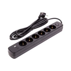 Мережевий фільтр живлення PowerPlant 3м, 6 розеток, USB (YS-N6086/3c) (EX610662)