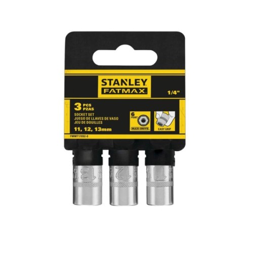 Набір торцевих головок Stanley торцевих 1/4" Maxi Drive, із шестигранним профілем, 3 шт: 11, 12, 13 мм. (FMMT17092-0)