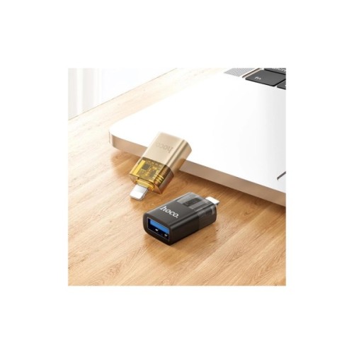 Перехідник OTG USB 3.0 AF to Lightning Black HOCO (6942007647151)