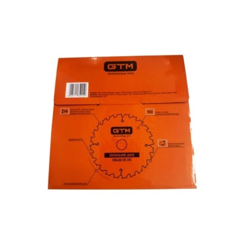 Диск пильний GTM 190×30мм, 24 зуби, по дереву з цвяхами (SBW-19024N)
