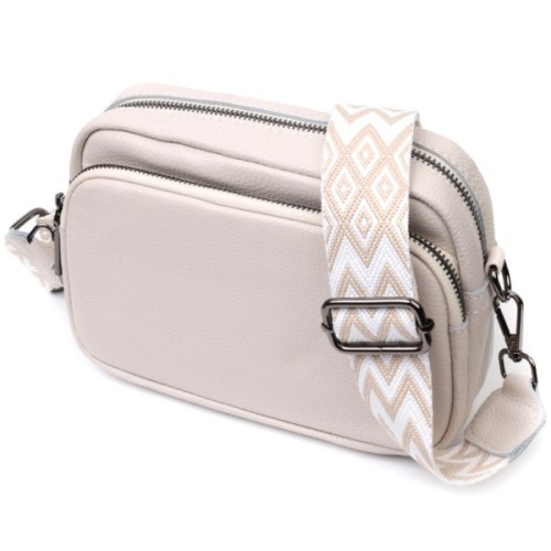 Сумка Vintage Жіноча крос-боді з натуральної шкіри Біла (22295)