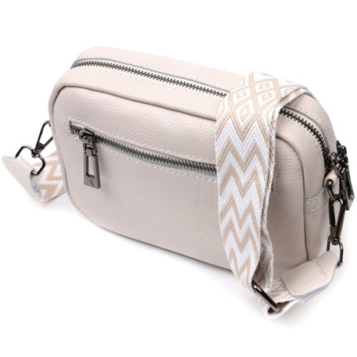 Сумка Vintage Жіноча крос-боді з натуральної шкіри Біла (22295)