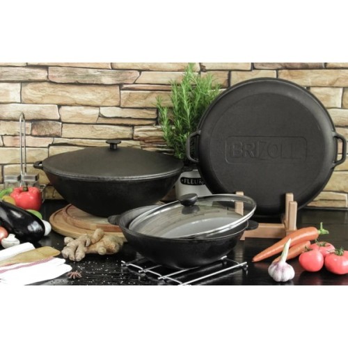 Сковорода Brizoll чавунна WOK 3,7 л 280х96 мм (W28)