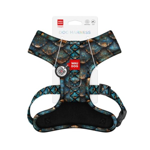 Шлея для собак WAUDOG Mesh дихаюча з QR адресником "Луска" S (233-0179)