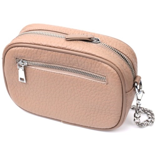 Сумка Vintage Жіноча шкіряна декорована металевими кнопками Бежева (22335)