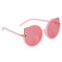 Дитячі сонцезахисні окуляри Lukky Fashion "Котячі очі" з вушками, оздоблені стразами, рожеві (T22452)