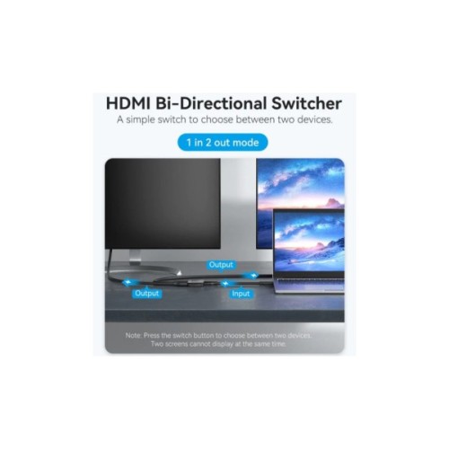 Спліттер Vention HDMI 2.0 UHD 4K 60Hz 3D, HDCP,1080P перемикач двонаправлений (AKOB0)