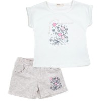 Набір дитячого одягу Breeze з квіточками (21673-116G-cream)
