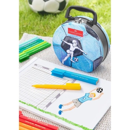 Фломастери Faber-Castell Connector Футбол у подарунковій металевій коробці 33 кольори (32052)