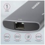 Концентратор AXAGON USB-C to 2xUSB-A + HDMI + RJ45 + SATA M.2 + PD 100W 0.18m grey (HMC-6M2)
