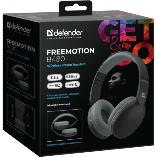 Навушники Defender FreeMotion B480 Bluetooth Black (63480)