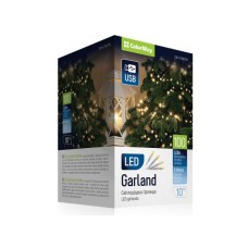 Гірлянда ColorWay LED 100 10м (8 функцій) теплий колір USB (CW-G-100L10U)
