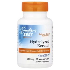 Вітамінно-мінеральний комплекс Doctor's Best Гідролізований кератин, 500 мг, Hydrolyzed Keratin, 60 вегетаріа (DRB-00545)