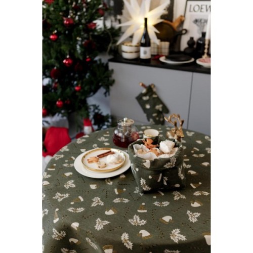 Скатертина Прованс Шапочки на зеленому Dх136 см (036866)