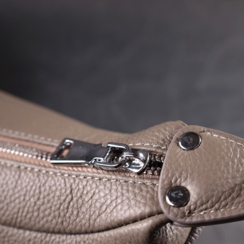 Сумка Vintage Шкіряна жіноча напівкруглого формату з однією ручкою Сіра (22412)