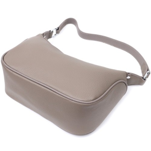 Сумка Vintage Шкіряна жіноча напівкруглого формату з однією ручкою Сіра (22412)