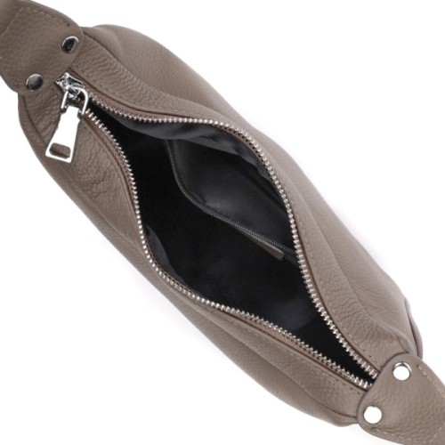 Сумка Vintage Шкіряна жіноча напівкруглого формату з однією ручкою Сіра (22412)