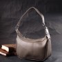 Сумка Vintage Шкіряна жіноча напівкруглого формату з однією ручкою Сіра (22412)