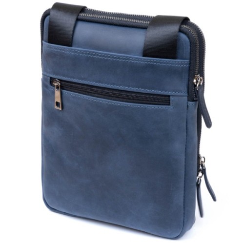 Сумка Shvigel На два відділення вінтажна шкіряна Синя (11284)