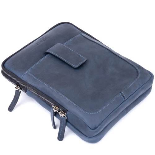 Сумка Shvigel На два відділення вінтажна шкіряна Синя (11284)