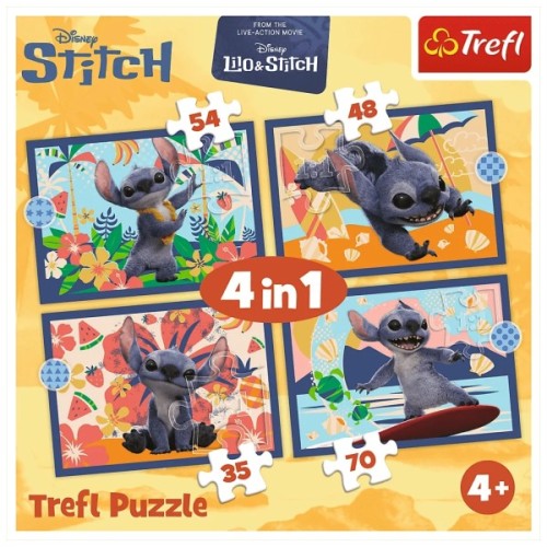 Пазл Trefl Disney Stitch The Movie Відпустка на Гаваях 4 в 1 (35, 48, 54, 70) (5900511346664)