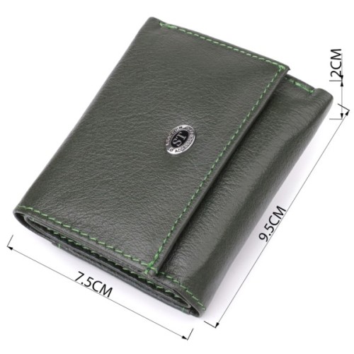 Гаманець ST Leather З натуральної шкіри Зелений (23083)