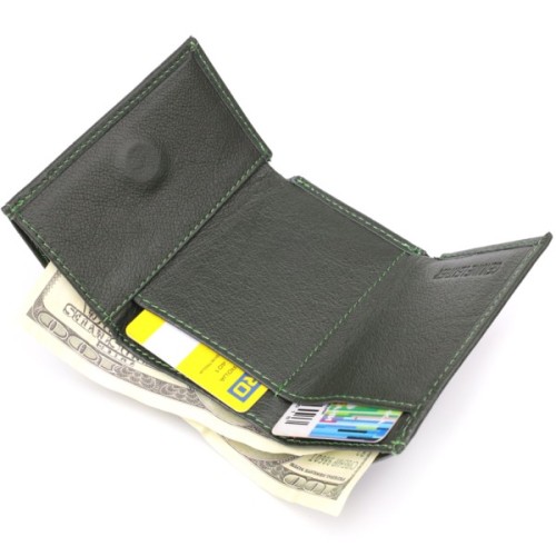 Гаманець ST Leather З натуральної шкіри Зелений (23083)