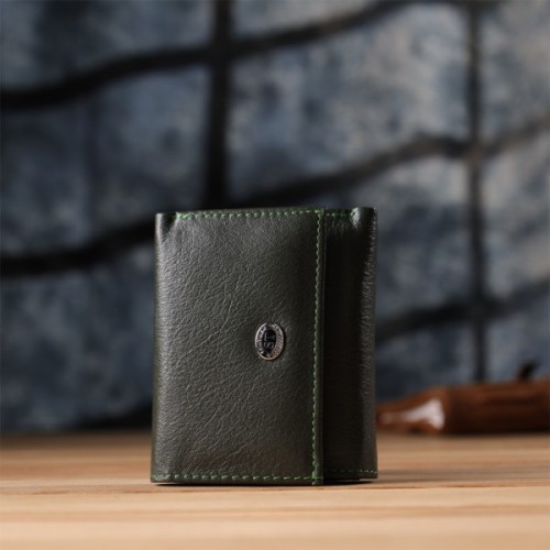 Гаманець ST Leather З натуральної шкіри Зелений (23083)