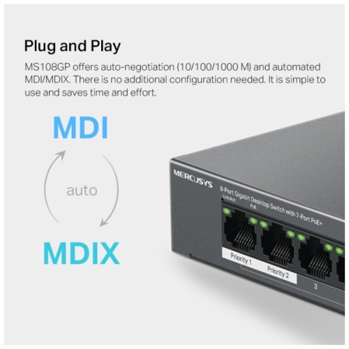 Комутатор мережевий Mercusys MS108GP