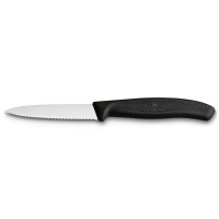 Кухонний ніж Victorinox SwissClassic для нарезки 8 см, волнистое лезвие, черный (6.7633)