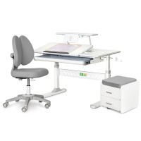 Парта з кріслом ErgoKids (L) Grey + тумба (TH-320 + Y-412 Lite + BD C3_GREY)
