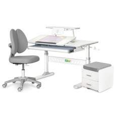Парта з кріслом ErgoKids (L) Grey + тумба (TH-320 + Y-412 Lite + BD C3_GREY)