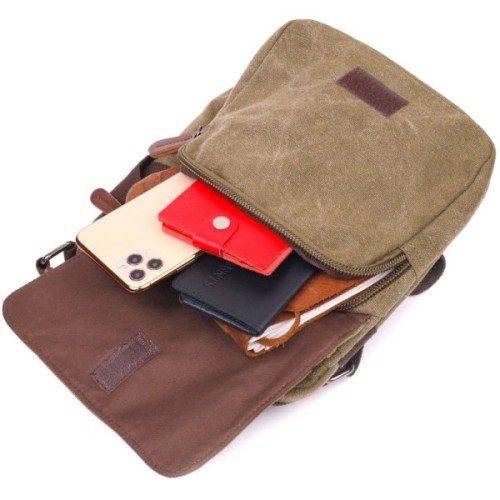 Сумка Vintage Тканинна з щільного текстилю Оливкова (21227)