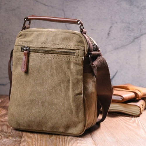 Сумка Vintage Тканинна з щільного текстилю Оливкова (21227)