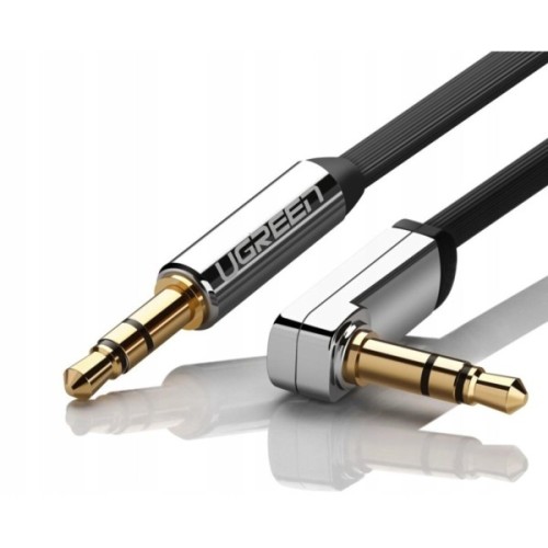 Кабель мультимедійний 3.5mm M to 3.5mm M 2.0m 90° corner black Ugreen (UGR-10599)