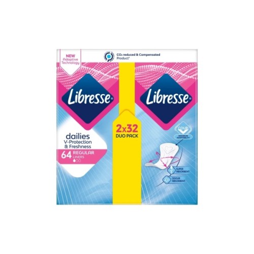 Щоденні прокладки Libresse Dailies Protect Regular Liners 64 шт. (7322540082210)