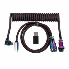 Дата кабель USB-C + USB A to USB-C 1.08m Premium Coiled Aviator black Keychron (CAB7_KEYCHRON)