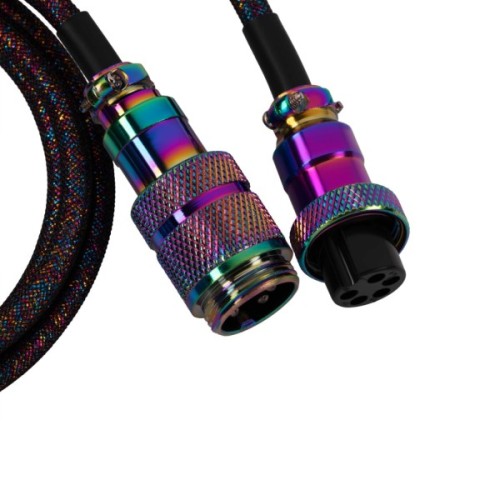 Дата кабель USB-C + USB A to USB-C 1.08m Premium Coiled Aviator black Keychron (CAB7_KEYCHRON)