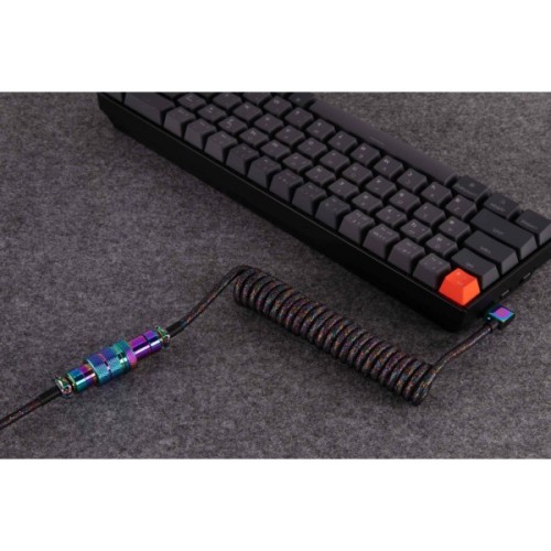 Дата кабель USB-C + USB A to USB-C 1.08m Premium Coiled Aviator black Keychron (CAB7_KEYCHRON)