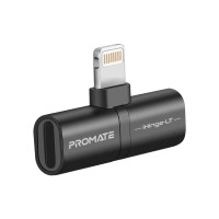 Перехідник Lightning M to 2xLightning F Audiо + Charge Promate (ihinge-lt.black)