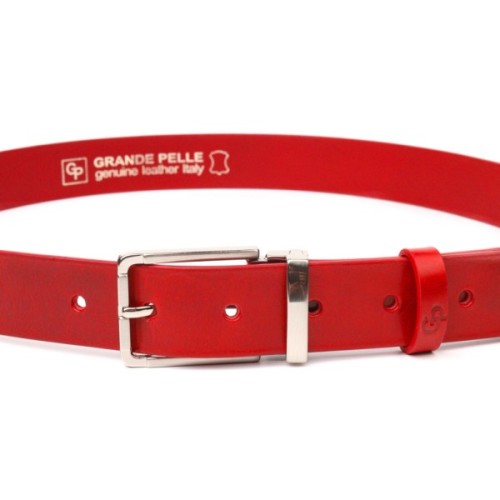 Ремінь Grande Pelle Жіночий з натуральної шкіри Червоний (21456)