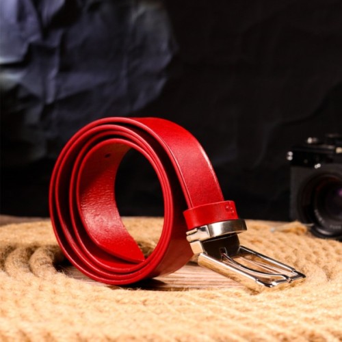 Ремінь Grande Pelle Жіночий з натуральної шкіри Червоний (21456)