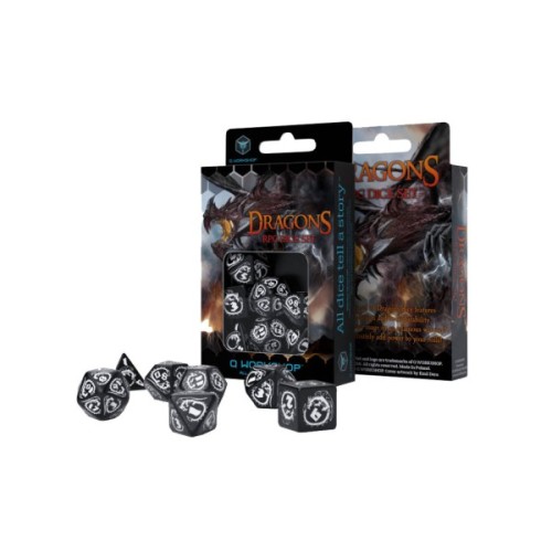 Набір кубиків для настільних ігор Q-Workshop Dragons Black white Dice Set (7 шт) (SDRA05)