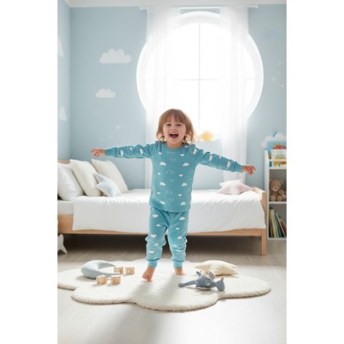 Піжама дитяча Bibaby з хмарами (59702-116G-mint)