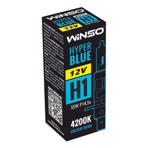Автолампа WINSO H1 HYPER BLUE 4200K 55W P14.5s (712140)