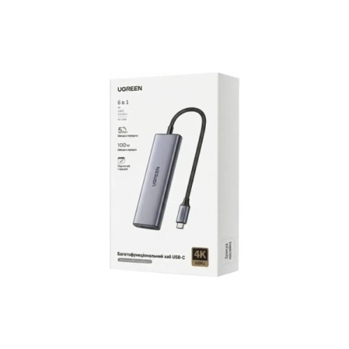 Концентратор Ugreen USB-C 5-in-1 3xUSB-A + 1xUSB-C PD100W + DisplayPort 4K60Hz black (75642)